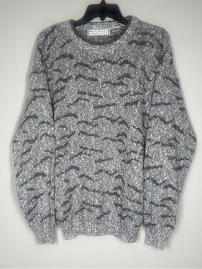 Michael Gerald Men's Gray Patterned Crewneck Sweater